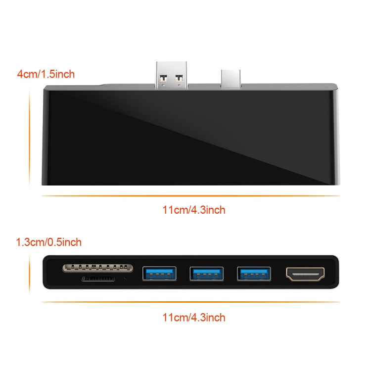 ROCKETEK SK-S5H 3 x USB 3.0 + HDMI + SD / TF Memory Card Reader HUB 4K HDMI Adapter(Black) - free shipping - PMC Jewellery - Order now!