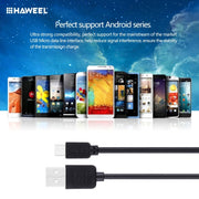 5 PCS HAWEEL 1m High Speed Micro USB to USB Data Sync Charging Cable Kits, For Samsung, Huawei, Xiaomi, LG, HTC and other Smartphones