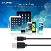 2 PCS HAWEEL 1m High Speed 8 pin to USB Sync and Charging Cable Kit for iPhone, iPad(Black)