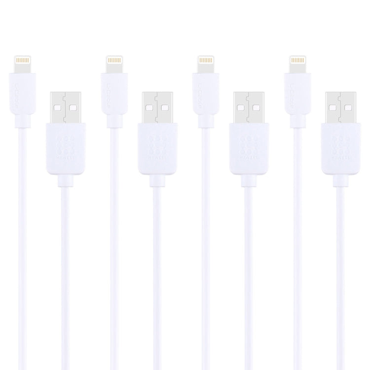 4 PCS HAWEEL 1m High Speed 8 pin to USB Sync and Charging Cable Kit for iPhone, iPad(White) - Normal Style Cable by PMC Jewellery | Online Shopping South Africa | PMC Jewellery | Buy Now Pay Later Mobicred