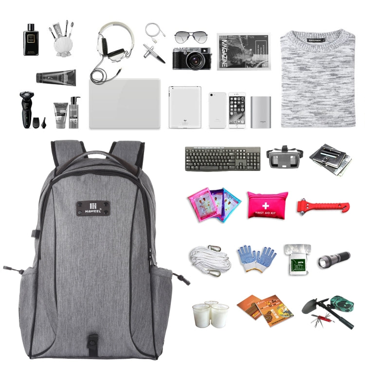 HAWEEL 14W Foldable Removable Solar Power Outdoor Portable Canvas Dual Shoulders Laptop Backpack, USB Output: 5V 2.1A Max(Grey) - free shipping - PMC Jewellery - Order now!