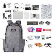 HAWEEL 14W Foldable Removable Solar Power Outdoor Portable Canvas Dual Shoulders Laptop Backpack, USB Output: 5V 2.1A Max(Grey)