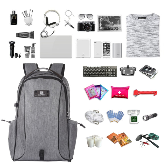 HAWEEL 14W Foldable Removable Solar Power Outdoor Portable Canvas Dual Shoulders Laptop Backpack, USB Output: 5V 2.1A Max(Grey)