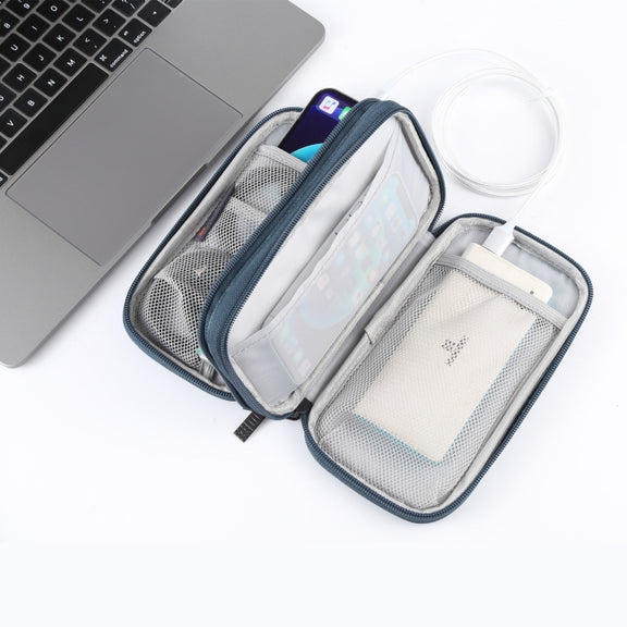 HAWEEL Electronic Organizer Double Layers Storage Bag for Cables, Charger, Power Bank, Phones, Earphones(Dark Blue)
