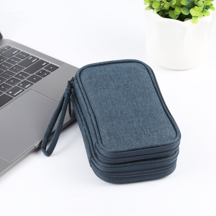 HAWEEL Electronic Organizer Double Layers Storage Bag for Cables, Charger, Power Bank, Phones, Earphones(Dark Blue) - Digital Storage Bag by HAWEEL | Online Shopping South Africa | PMC TechLife | Buy Now Pay Later Mobicred