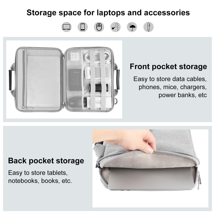 HAWEEL 15.0 inch -16.0 inch Briefcase Crossbody Laptop Bag For Macbook, Lenovo Thinkpad, ASUS, HP(Grey)