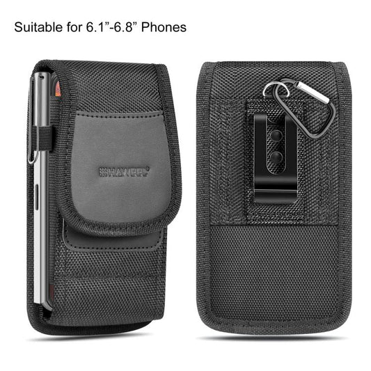 HAWEEL 6.1-6.8 inch Nylon Cloth Phone Belt Clip Carrying Pouch with Card Slot(Black) - free shipping - PMC Jewellery - Order now!