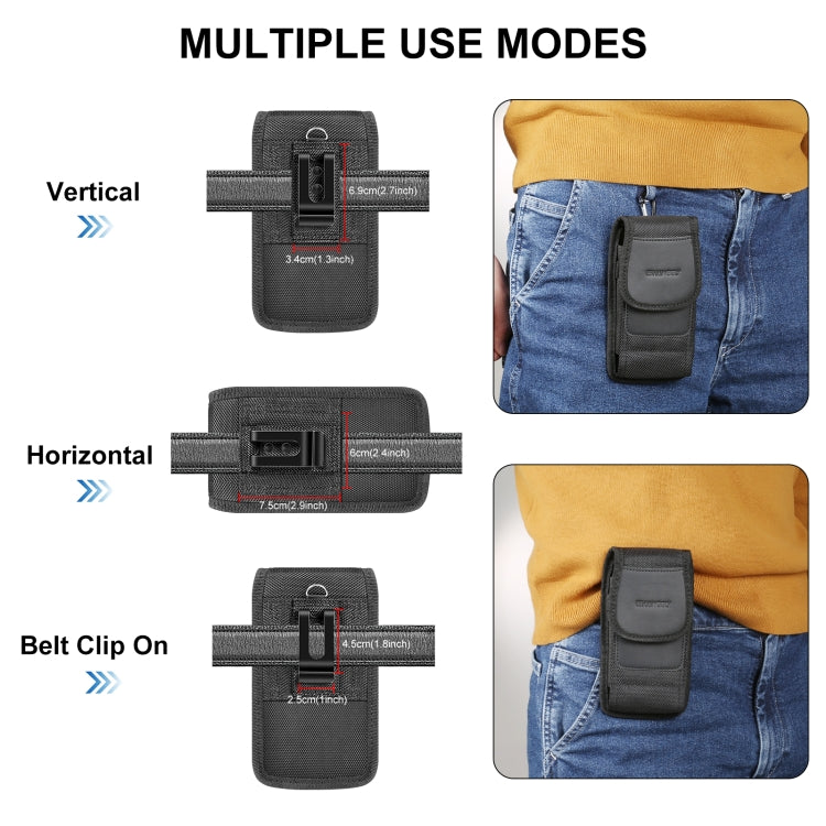 HAWEEL 6.1-6.8 inch Nylon Cloth Phone Belt Clip Carrying Pouch with Card Slot(Black)