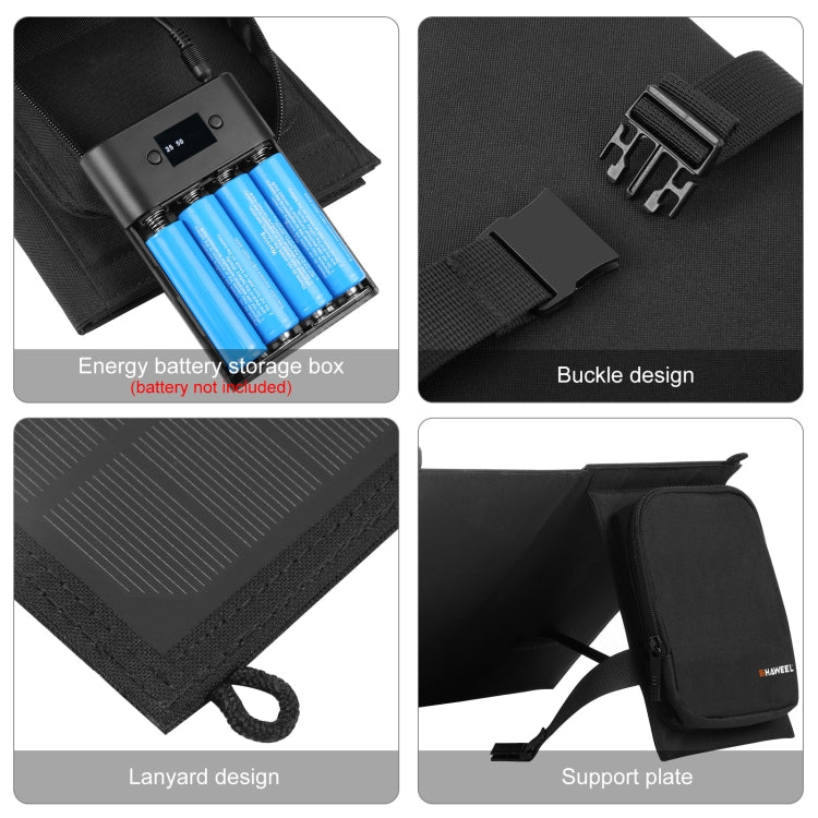 HAWEEL 12W 2 Panels Foldable Solar Panel Charger Bag with 5V / 3.1A Max Dual USB Ports, Support QC3.0 and AFC - free shipping - PMC Jewellery - Order now!