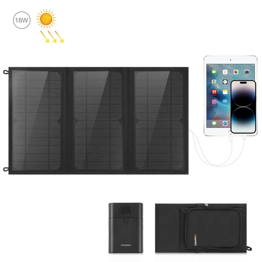 HAWEEL 18W 3 Panels Foldable Solar Panel Charger Bag with 5V / 3.1A Max Dual USB Ports, Support QC3.0 and AFC - free shipping - PMC Jewellery - Order now!