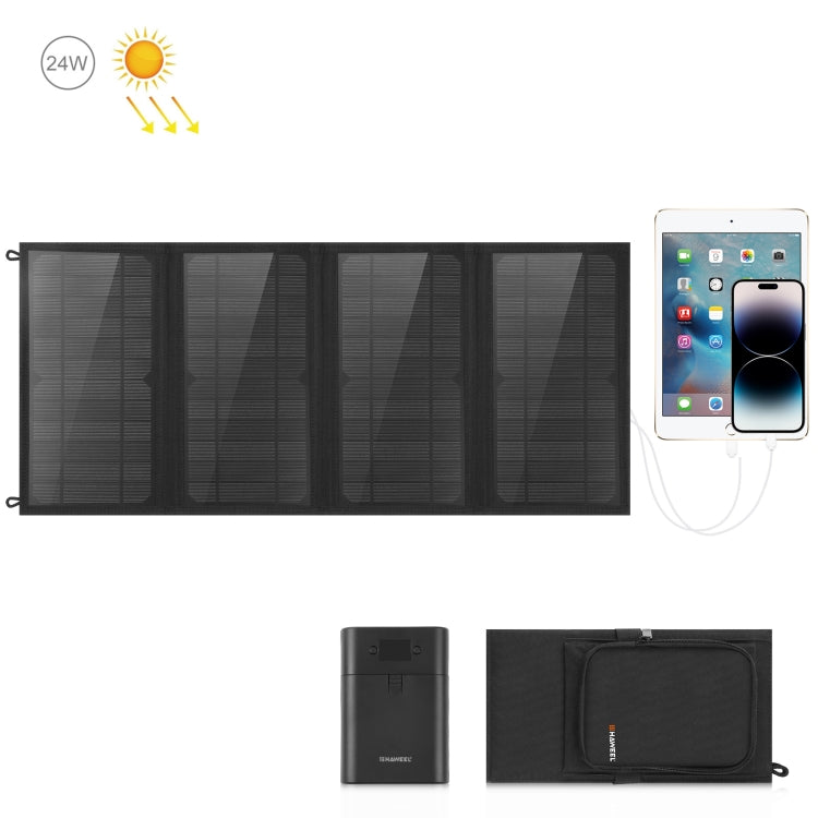 HAWEEL 24W 4 Panels Foldable Solar Panel Charger Bag with 5V / 3.1A Max Dual USB Ports, Support QC3.0 and AFC - free shipping - PMC TechLife - Order now!