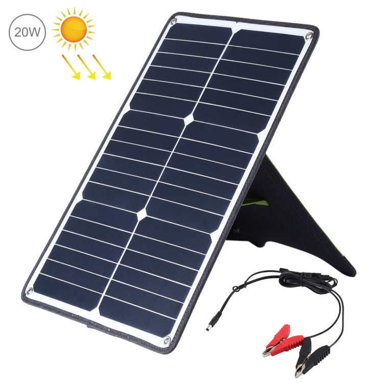 HAWEEL Portable 20W Monocrystalline Silicon Solar Power Panel Charger, with USB Port & Holder & Tiger Clip, Support QC3.0 and AFC(Black) - Charger by HAWEEL | Online Shopping South Africa | PMC TechLife | Buy Now Pay Later Mobicred