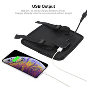 HAWEEL 28W Foldable Umbrella Top Solar Panel Charger with 5V 3A Max Dual USB Ports, Support QC3.0 / FCP / SCP/ AFC / SFCP Protocol(Black)