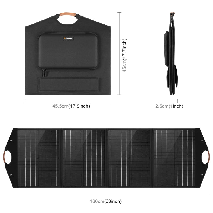 HAWEEL 100W Foldable Solar Panel Charger Travel Folding Bag (Black) - free shipping - PMC Jewellery - Order now!