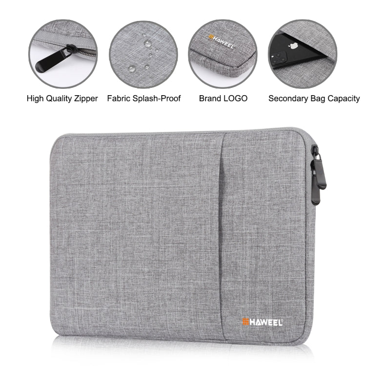 HAWEEL 11 inch Sleeve Case Zipper Briefcase Carrying Bag For Macbook, Samsung, Lenovo, Sony, DELL Alienware, CHUWI, ASUS, HP, 11 inch and Below Laptops / Tablets(Grey) - 10 - 11 inch by HAWEEL | Online Shopping South Africa | PMC TechLife | Buy Now Pay Later Mobicred