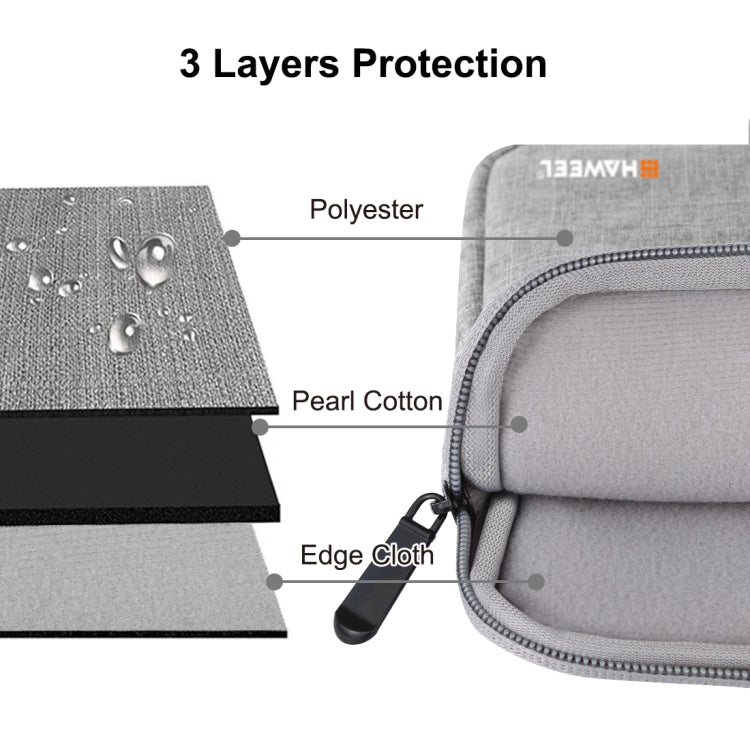 HAWEEL 11 inch Sleeve Case Zipper Briefcase Carrying Bag For Macbook, Samsung, Lenovo, Sony, DELL Alienware, CHUWI, ASUS, HP, 11 inch and Below Laptops / Tablets(Grey) - 10 - 11 inch by HAWEEL | Online Shopping South Africa | PMC TechLife | Buy Now Pay Later Mobicred