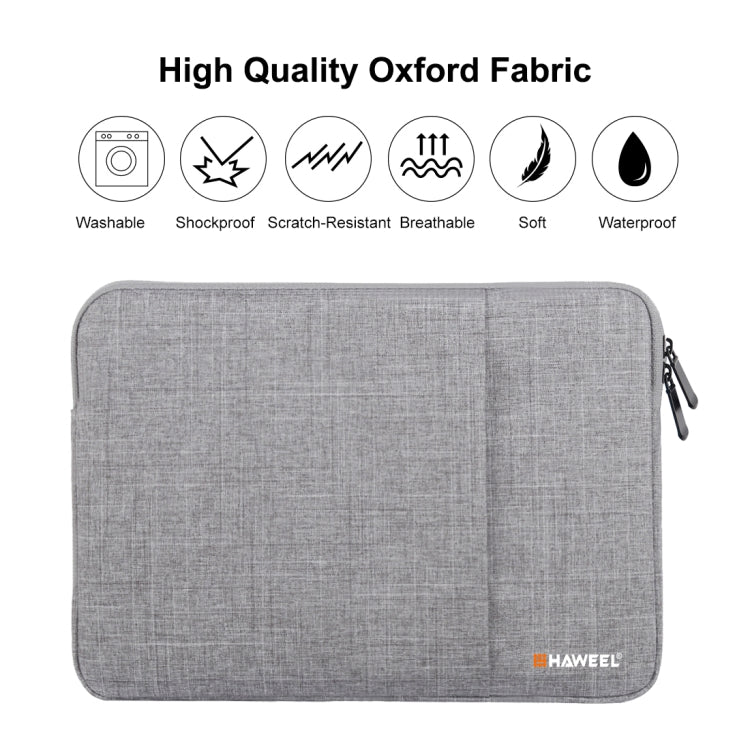 HAWEEL 13.0 inch Sleeve Case Zipper Briefcase Laptop Carrying Bag, For Macbook, Samsung, Lenovo, Sony, DELL Alienware, CHUWI, ASUS, HP, 13 inch and Below Laptops(Grey) - 13.3 inch by HAWEEL | Online Shopping South Africa | PMC TechLife | Buy Now Pay Later Mobicred