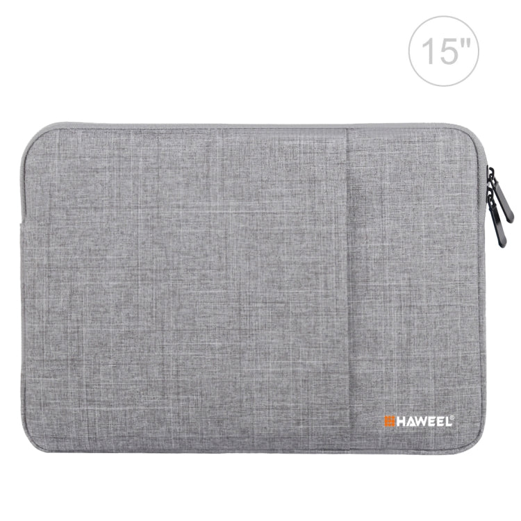 HAWEEL 15.0 inch Sleeve Case Zipper Briefcase Laptop Carrying Bag, For Macbook, Samsung, Lenovo, Sony, DELL Alienware, CHUWI, ASUS, HP, 15 inch and Below Laptops(Grey) - 15 inch by HAWEEL | Online Shopping South Africa | PMC TechLife | Buy Now Pay Later Mobicred
