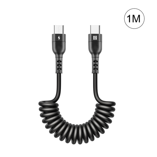 HAWEEL 1m 5A USB-C / Type-C to USB-C / Type-C Retractable Coiled PD Fast Charging Cable - USB-C & Type-C Cable by HAWEEL | Online Shopping South Africa | PMC Jewellery | Buy Now Pay Later Mobicred
