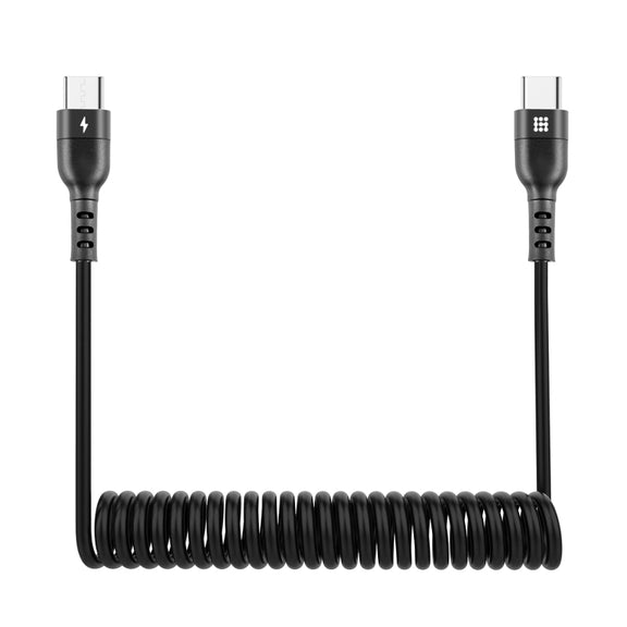 HAWEEL 1m 5A USB-C / Type-C to USB-C / Type-C Retractable Coiled PD Fast Charging Cable