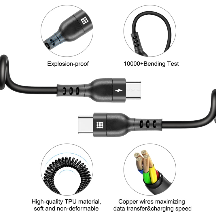 HAWEEL 1.5m 5A USB-C / Type-C to USB-C / Type-C Retractable Coiled PD Fast Charging Cable - USB-C & Type-C Cable by HAWEEL | Online Shopping South Africa | PMC Jewellery | Buy Now Pay Later Mobicred