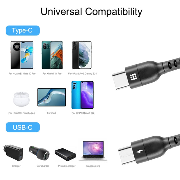 HAWEEL 1.5m 5A USB-C / Type-C to USB-C / Type-C Retractable Coiled PD Fast Charging Cable
