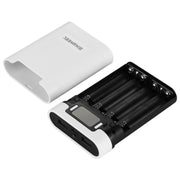 HAWEEL DIY 4 x 18650 Battery (Not Included) 10000mAh Power Bank Shell Box with 2 x USB Output & Display for iPhone, Galaxy, Sony, HTC, Google, Huawei, Xiaomi, Lenovo and other Smartphones(White)