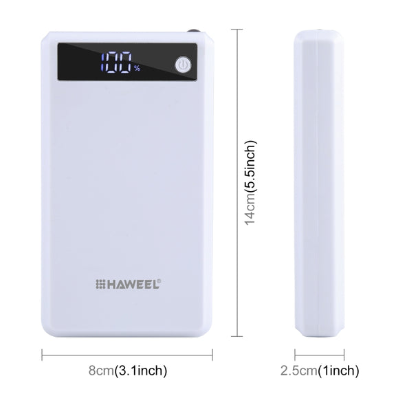 HAWEEL DIY 6 x 18650 Battery 24W Fast Charge Power Bank Box Case with Display, Not Include Battery (White)