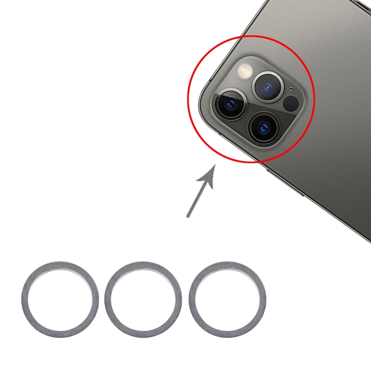 3 PCS Rear Camera Glass Lens Metal Protector Hoop Ring for iPhone 12 Pro Max(Graphite) - Camera Series by PMc TechLife | Online Shopping South Africa | PMc TechLife | Buy Now Pay Later Mobicred