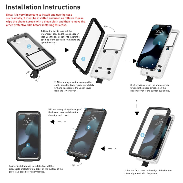 10m Depth Diving Water-resistant Protective Phone Case for 5.9-6.9 inch Phone(Black)