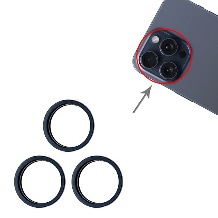 For iPhone 15 Pro / 15 Pro Max 3pcs/set Rear Camera Glass Lens Metal Outside Protector Hoop Ring (Blue) - Camera Series by PMc TechLife | Online Shopping South Africa | PMc TechLife | Buy Now Pay Later Mobicred