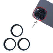For iPhone 15 Pro / 15 Pro Max 3pcs/set Rear Camera Glass Lens Metal Outside Protector Hoop Ring (Blue)