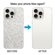 For iPhone 15 Pro Max Glass Battery Back Cover with Camera Lens Cover(White)