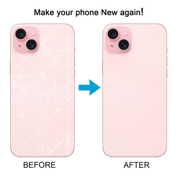 For iPhone 15 Plus Battery Back Cover with Camera Lens Cover + MagSafe Magnet(Pink)