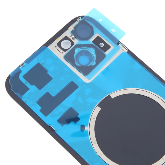 For iPhone 15 Plus Battery Back Cover with Camera Lens Cover + MagSafe Magnet(Blue)