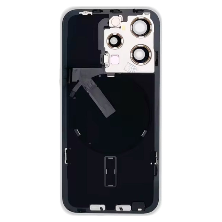 For iPhone 15 Pro Glass Battery Back Cover with Flash Bracket + Wireless Charging Module(Titanium gray)