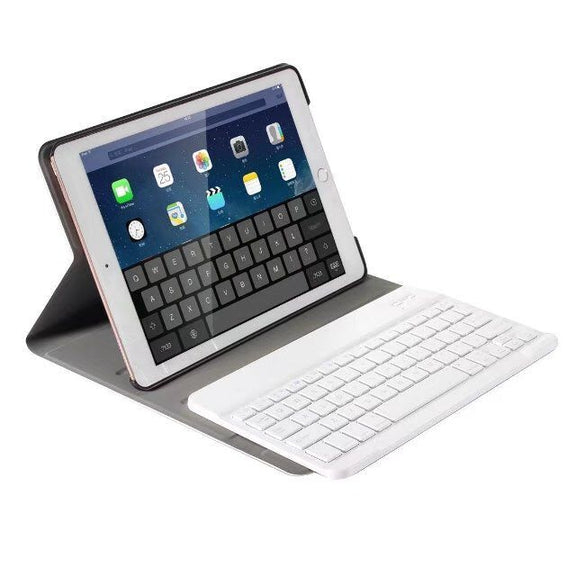 Detachable Bluetooth Keyboard + Horizontal Flip Leather Tablet Case with Holder for iPad Pro 9.7 inch, iPad Air, iPad Air 2, iPad 9.7 inch (2017), iPad 9.7 inch (2018) (Gold)