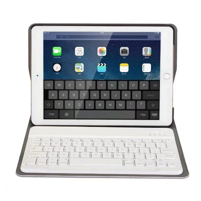 Detachable Bluetooth Keyboard + Horizontal Flip Leather Tablet Case with Holder for iPad Pro 9.7 inch, iPad Air, iPad Air 2, iPad 9.7 inch (2017), iPad 9.7 inch (2018) (Gold)