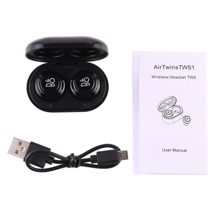 Air Twins TWS1 Bluetooth V5.0 Wireless Stereo Earphones with Magnetic Charging Box(Black) - free shipping - PMC Jewellery - Order now!