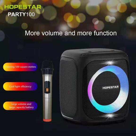 HOPESTAR Party100 Bluetooth 5.0 Portable Water-resistant Wireless Bluetooth Speaker with Mobile Charging Function (Black)