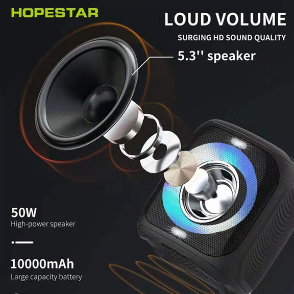 HOPESTAR Party100 Bluetooth 5.0 Portable Water-resistant Wireless Bluetooth Speaker with Mobile Charging Function (Black)