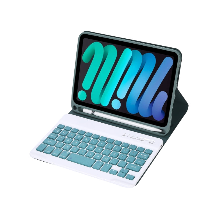 C06B Ultra-thin Candy Colors Bluetooth Keyboard Tablet Case for iPad mini 6, with Stand & Pen Slot (Dark Green) - For iPad mini by PMC TechLife | Online Shopping South Africa | PMC TechLife