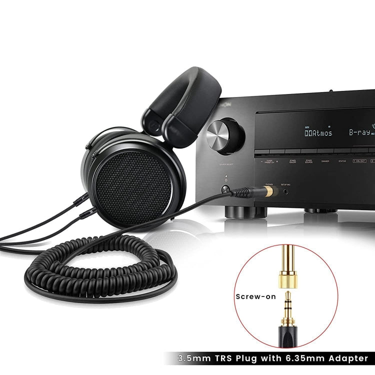 ZS0227 Headphone Dual 3.5mm Spring Audio Cable for Denon AH-D7100 7200 D600 D9200 5200 (Black) - Headset Accessories by PMC Jewellery | Online Shopping South Africa | PMC Jewellery | Buy Now Pay Later Mobicred