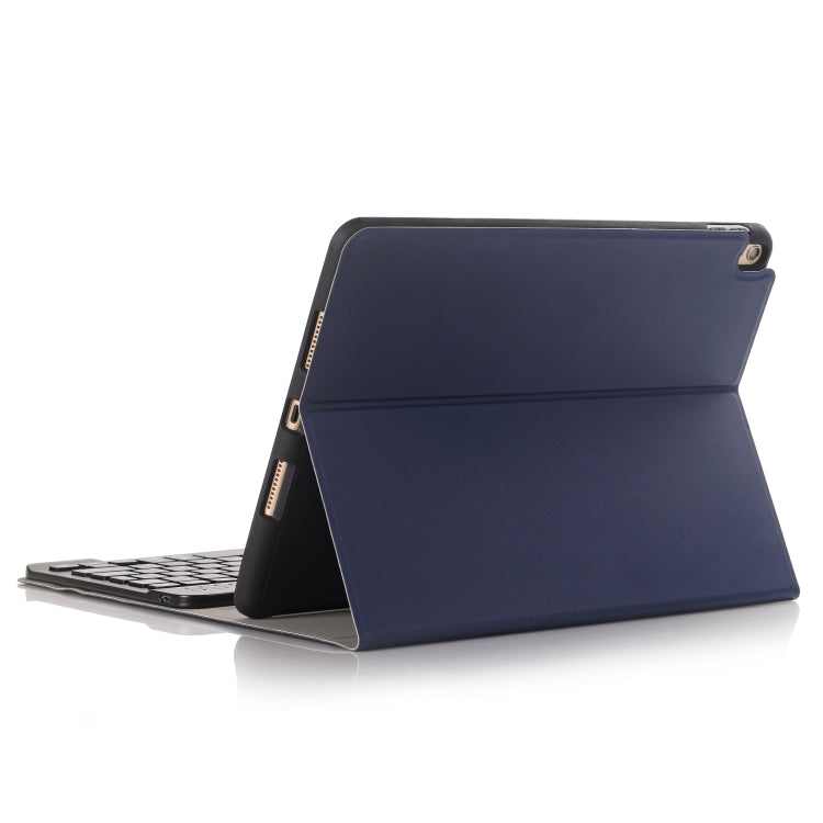 A09B Bluetooth 3.0 Ultra-thin ABS Detachable Bluetooth Keyboard Leather Tablet Case for iPad Air / Pro 10.5 inch (2019), with Pen Slot & Holder (Dark Blue)