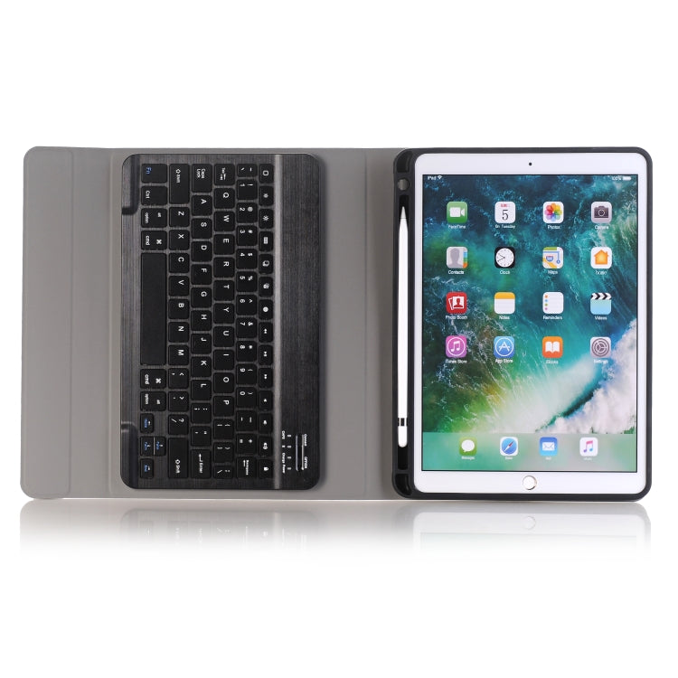 A09B Bluetooth 3.0 Ultra-thin ABS Detachable Bluetooth Keyboard Leather Tablet Case for iPad Air / Pro 10.5 inch (2019), with Pen Slot & Holder (Dark Blue)