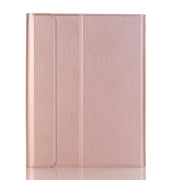 A09B Bluetooth 3.0 Ultra-thin ABS Detachable Bluetooth Keyboard Leather Tablet Case for iPad Air / Pro 10.5 inch (2019), with Pen Slot & Holder (Rose Gold)