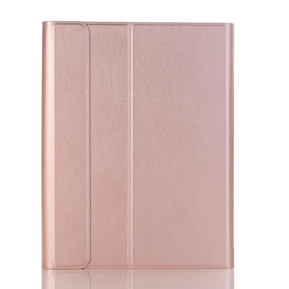 A09B Bluetooth 3.0 Ultra-thin ABS Detachable Bluetooth Keyboard Leather Tablet Case for iPad Air / Pro 10.5 inch (2019), with Pen Slot & Holder (Rose Gold)
