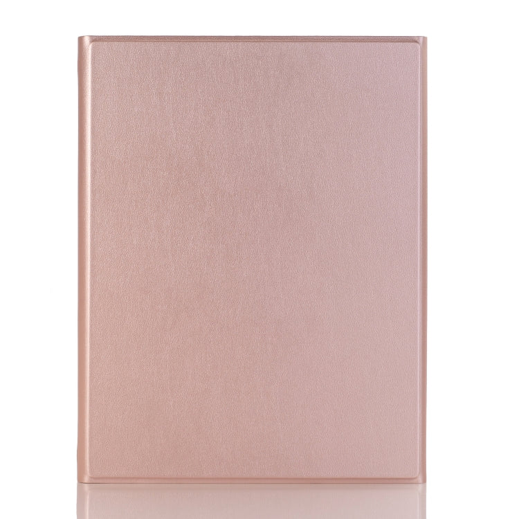 A09B Bluetooth 3.0 Ultra-thin ABS Detachable Bluetooth Keyboard Leather Tablet Case for iPad Air / Pro 10.5 inch (2019), with Pen Slot & Holder (Rose Gold)