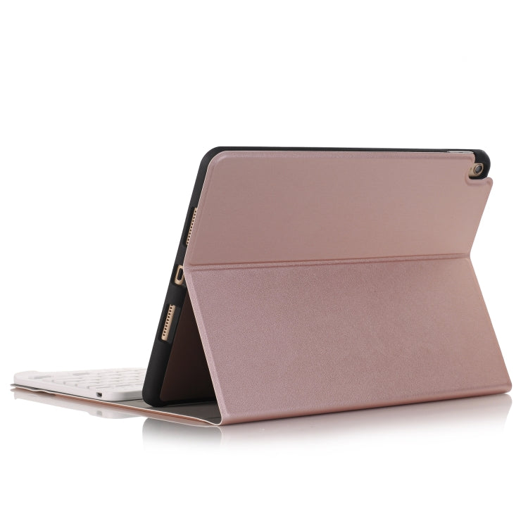 A09B Bluetooth 3.0 Ultra-thin ABS Detachable Bluetooth Keyboard Leather Tablet Case for iPad Air / Pro 10.5 inch (2019), with Pen Slot & Holder (Rose Gold)