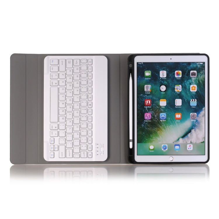 A09B Bluetooth 3.0 Ultra-thin ABS Detachable Bluetooth Keyboard Leather Tablet Case for iPad Air / Pro 10.5 inch (2019), with Pen Slot & Holder (Rose Gold)